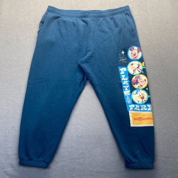 Walt Disney World Jogger Size XXL Green Tapered Sweatpants Mickey Pluto Donald - Picture 1 of 11